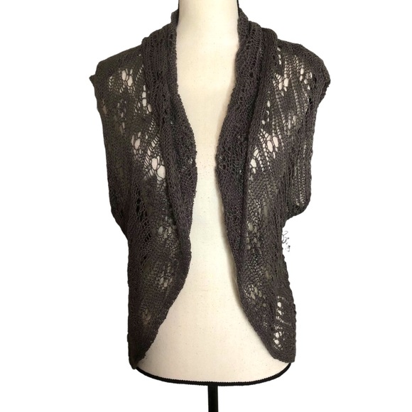 Lucky Brand brown Boho crochet vest Sz Xs-S - Picture 1 of 9
